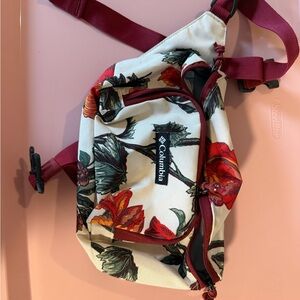 Columbia Floral Print Waist Bag - Cream and Red